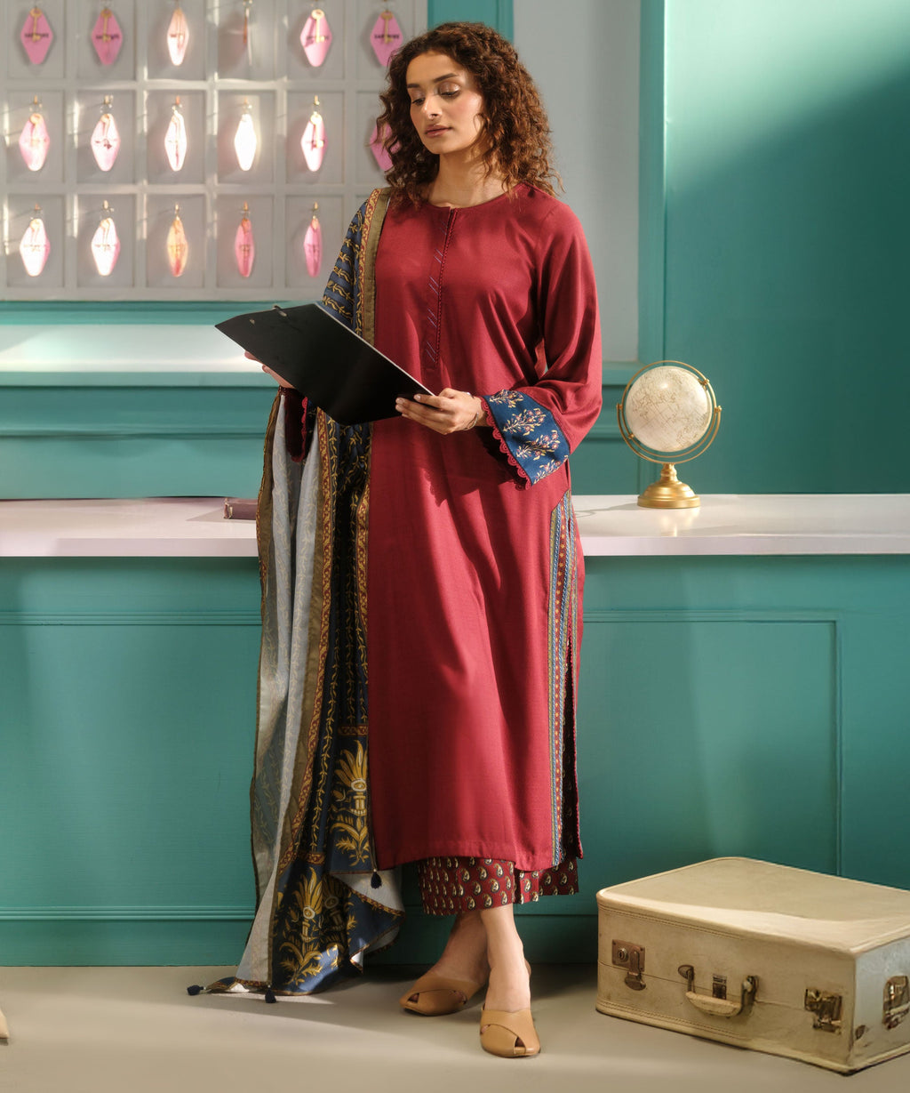 Women's RTW Textured Viscose Solid Maroon Straight Shirt