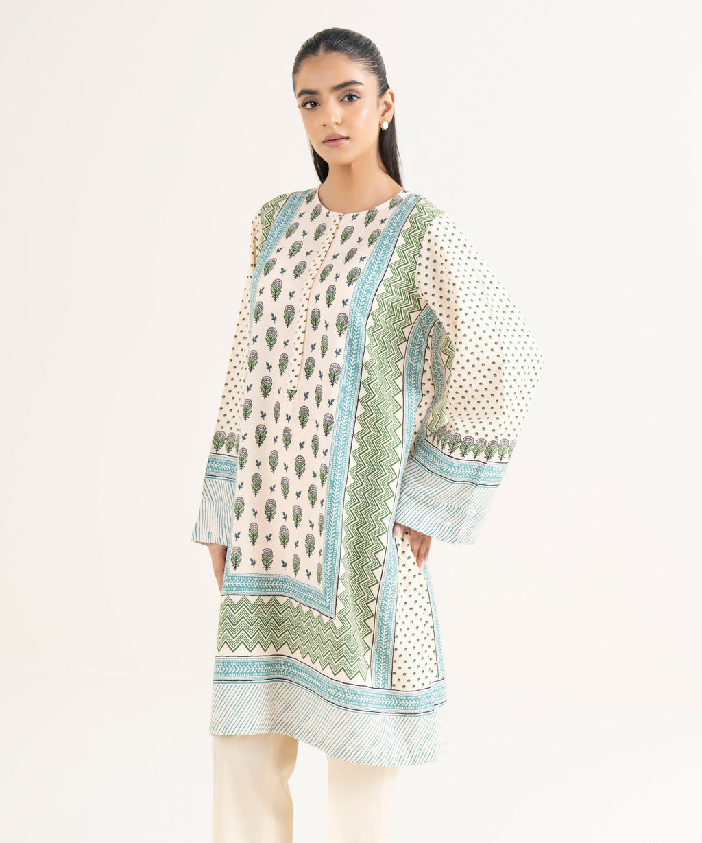 Women's RTW Textured Viscose Printed A-Line Multi Shirt