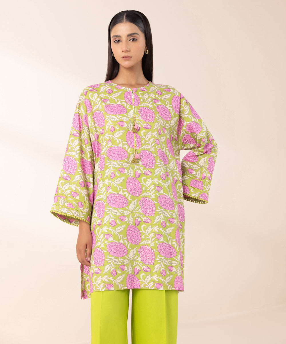 Women's Pret Cross Hatch Multi Printed Boxy Shirt