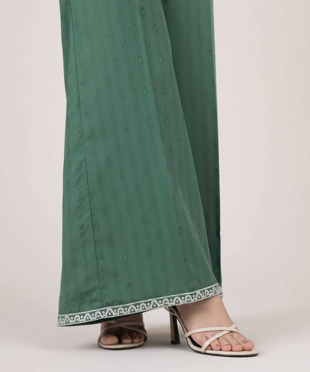 Cotton Jacquard Flared Pants