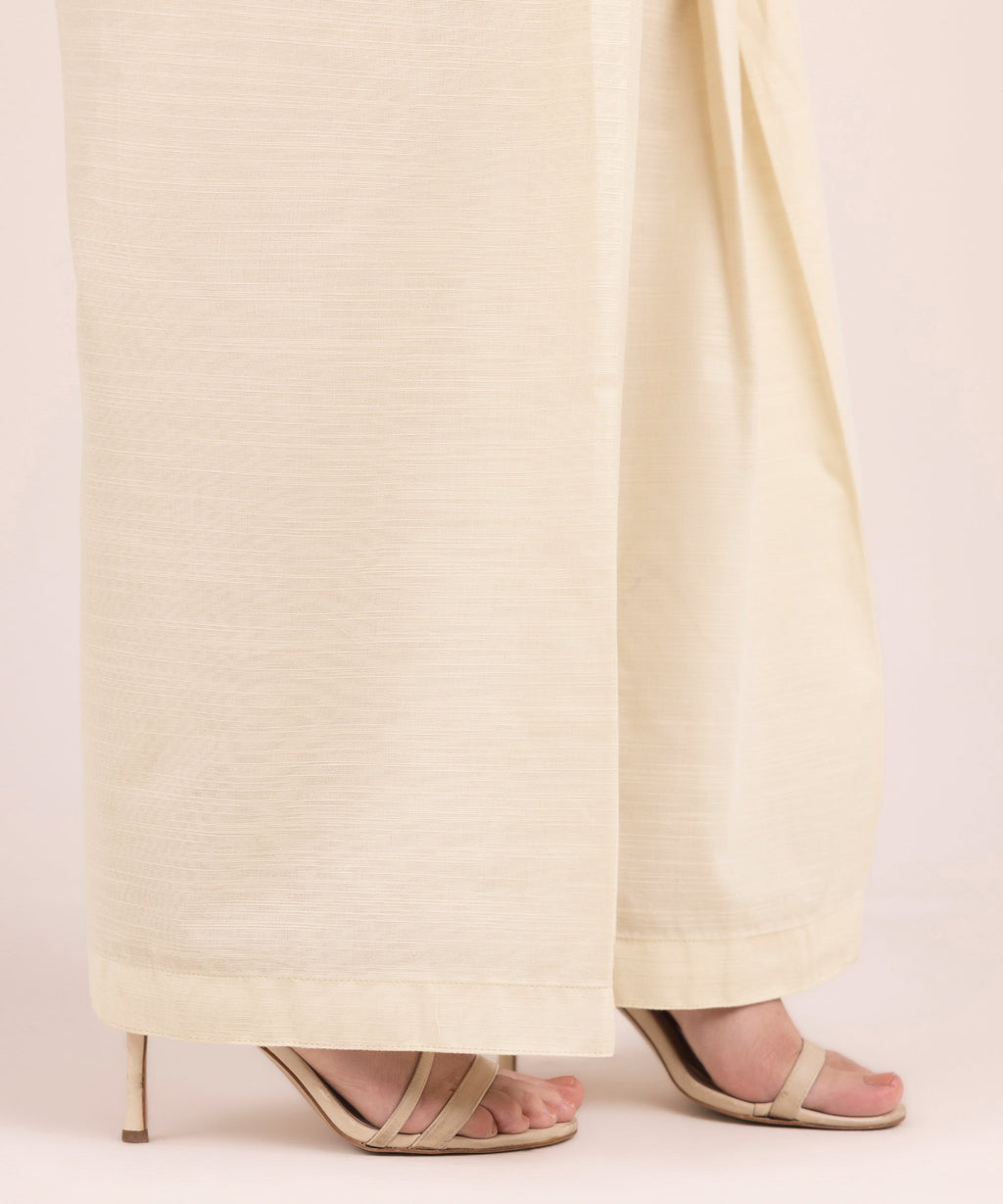 Women's RTW Khaddar Solid Off White Shalwar