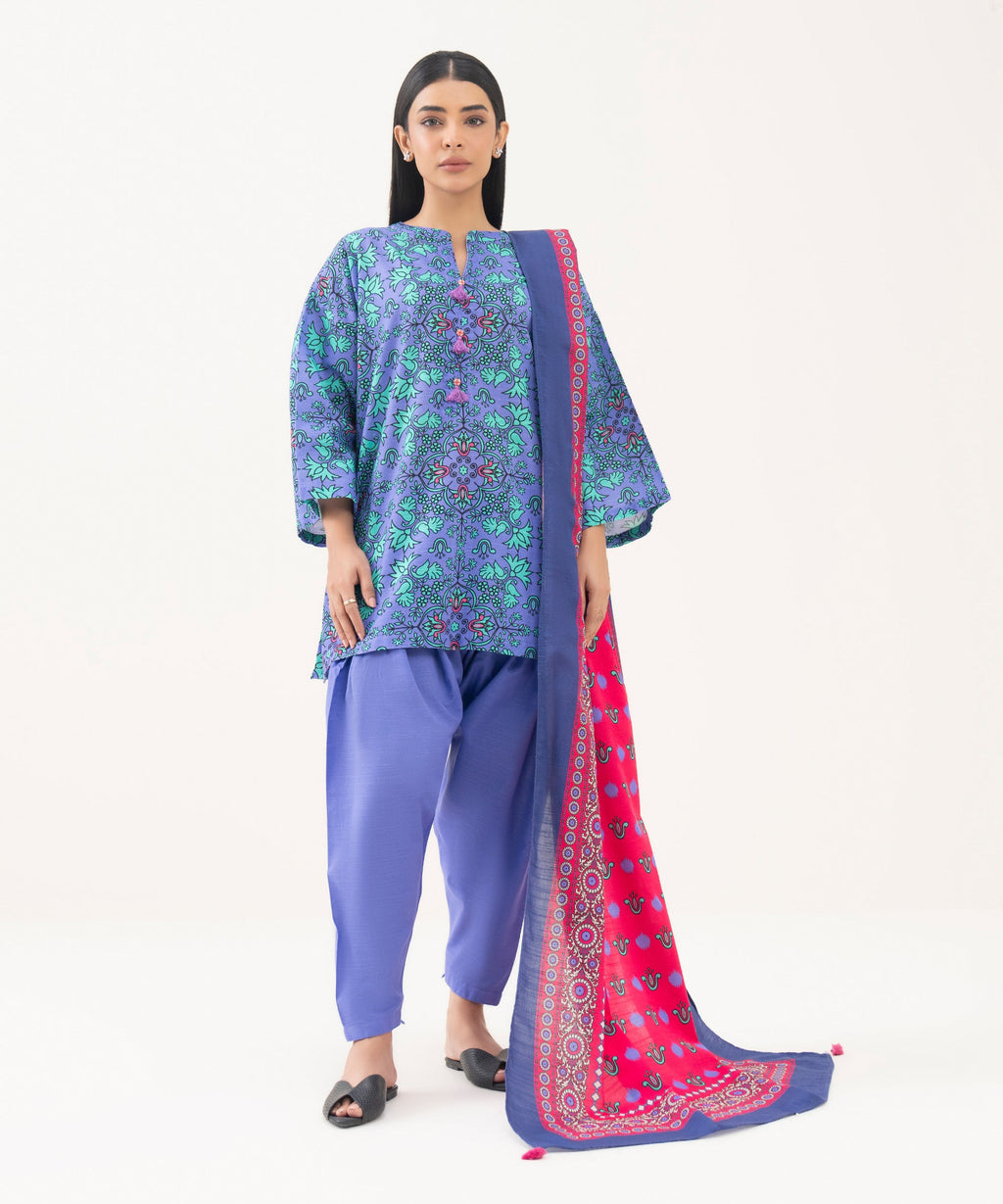 Light Khaddar Printed Pink Dupatta