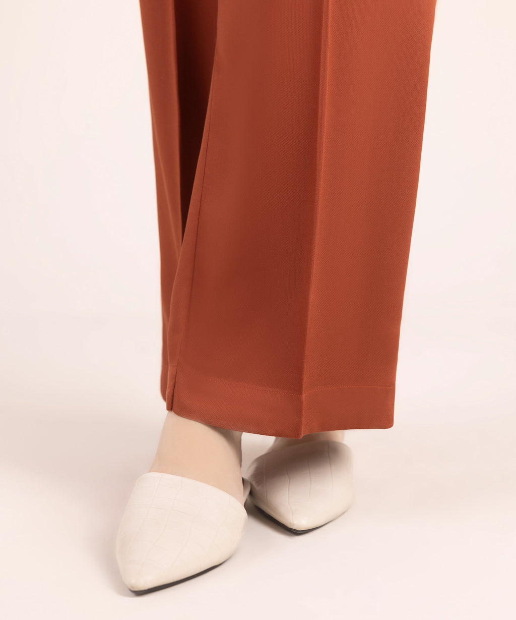 Women's RTW Bedford Solid Rust Straight Pants