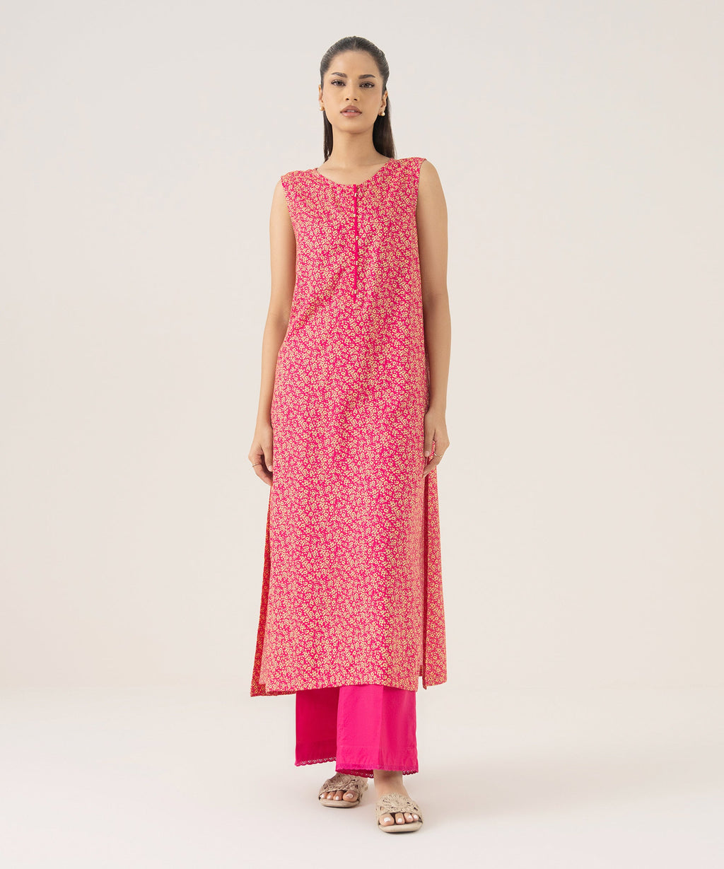 Women's RTW Arabic Lawn Pink Printed A-Line Shirt