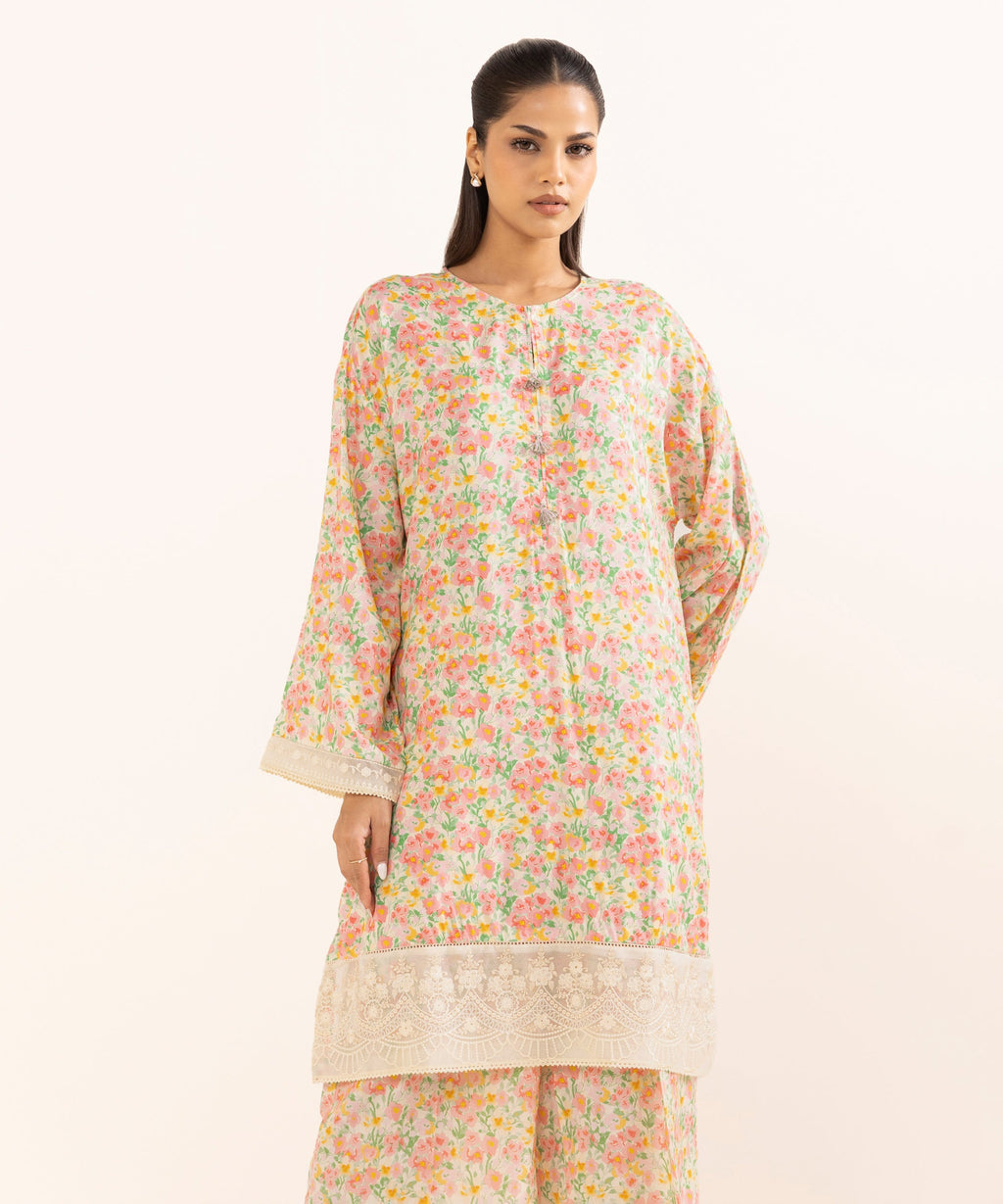 Women's RTW Arabic Lawn Multi Embroidered Boxy Shirt