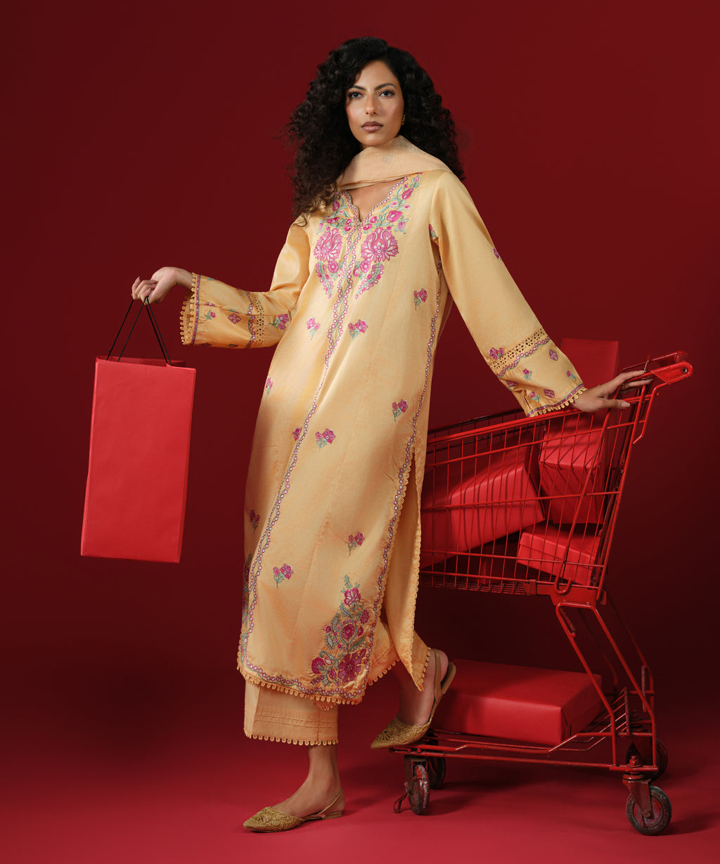Embroidered Cotton Satin Shirt