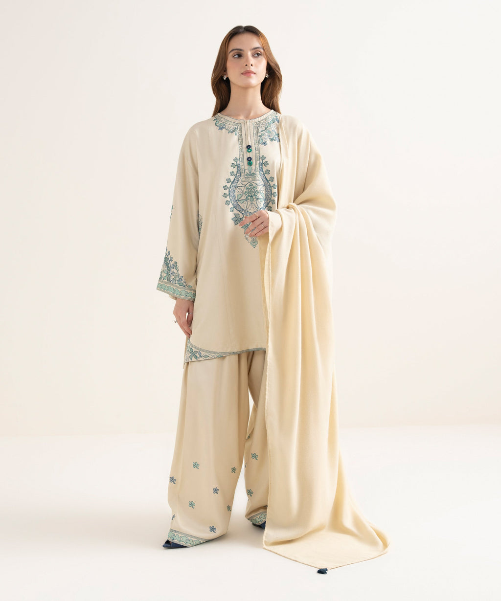 Herringbone Solid Off White Dupatta