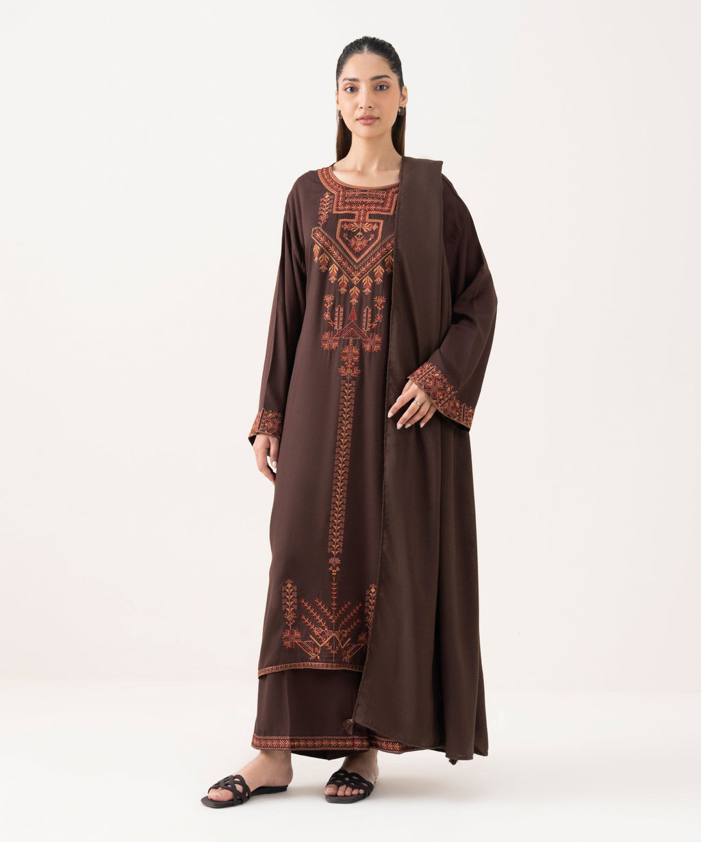 Brown Solid Blended Shawl