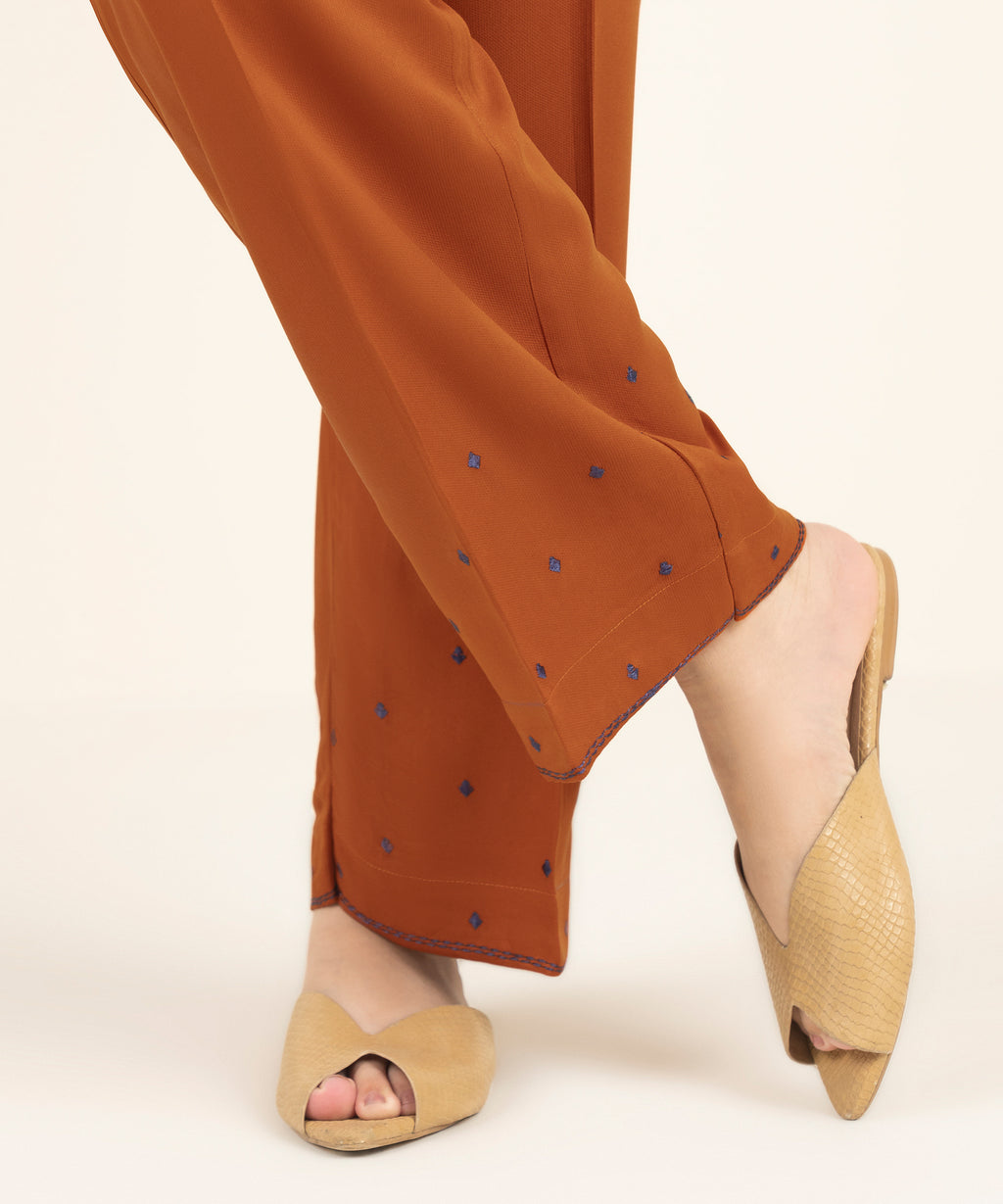 Embroidered Bedford Straight Pants