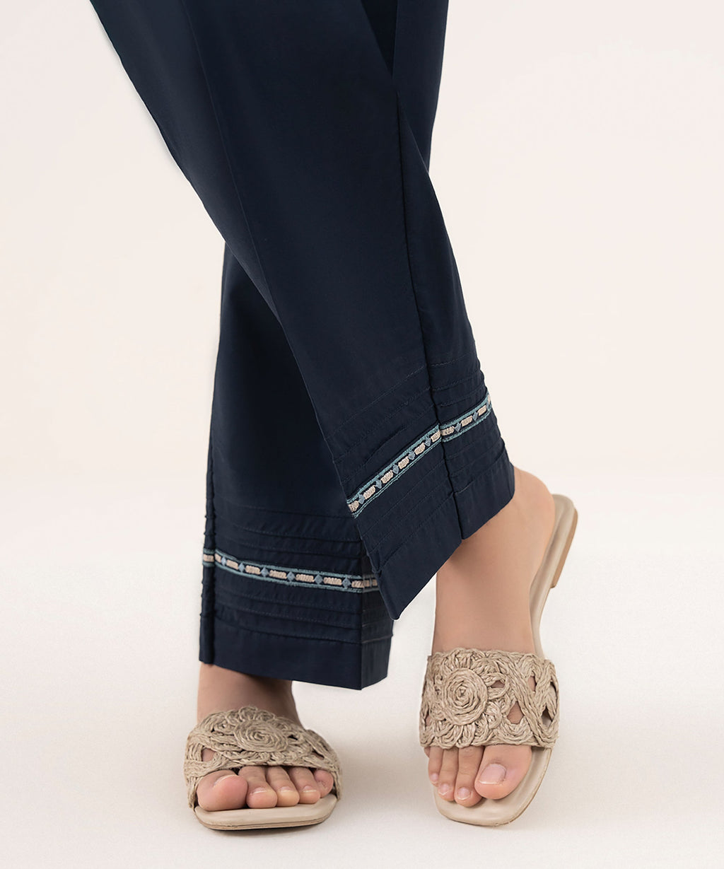 Embroidered Cambric Straight Pants