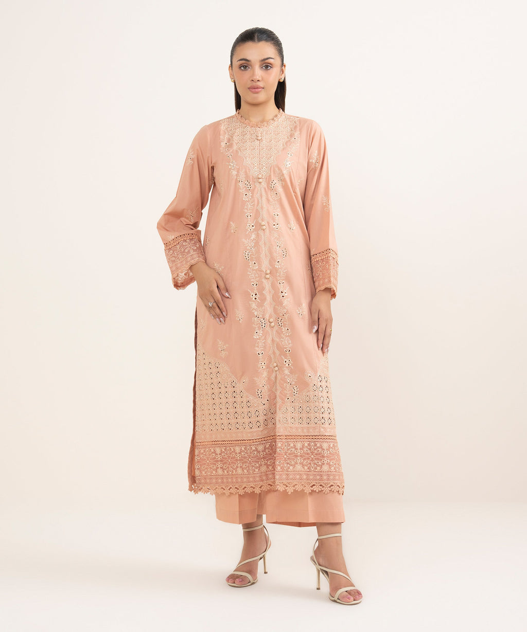 Women's RTW Cambric Peach Dyed Aline Shirt