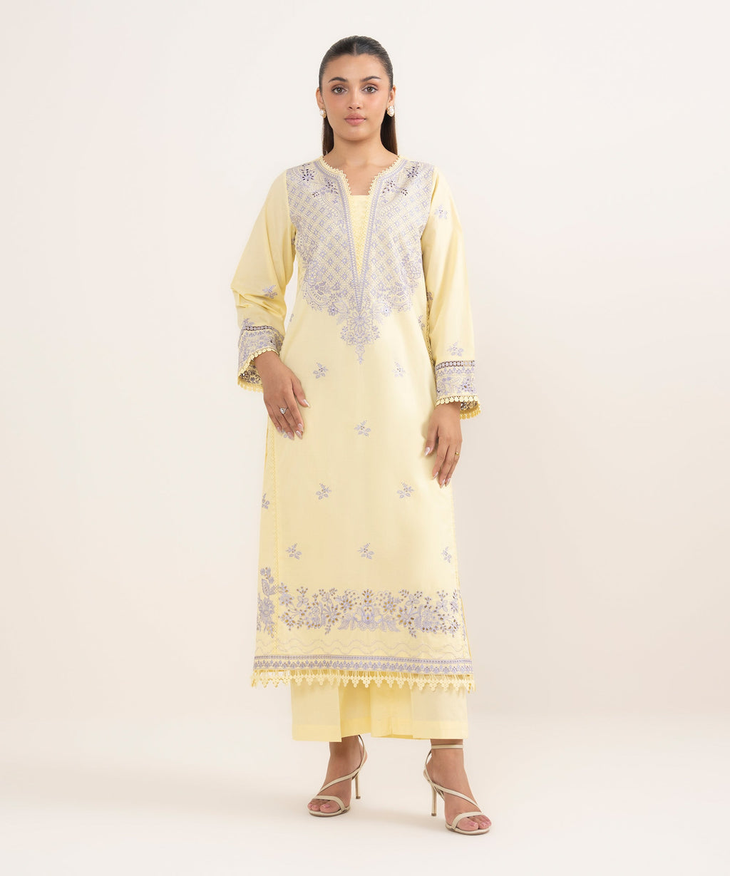 Women's RTW Cambric Lime Yellow Dyed Aline Shirt