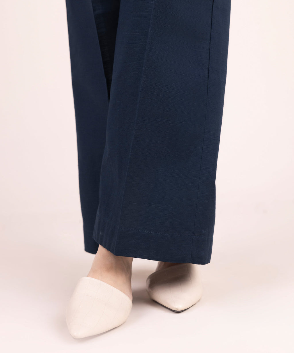 Women's RTW Khaddar Solid Blue Culottes