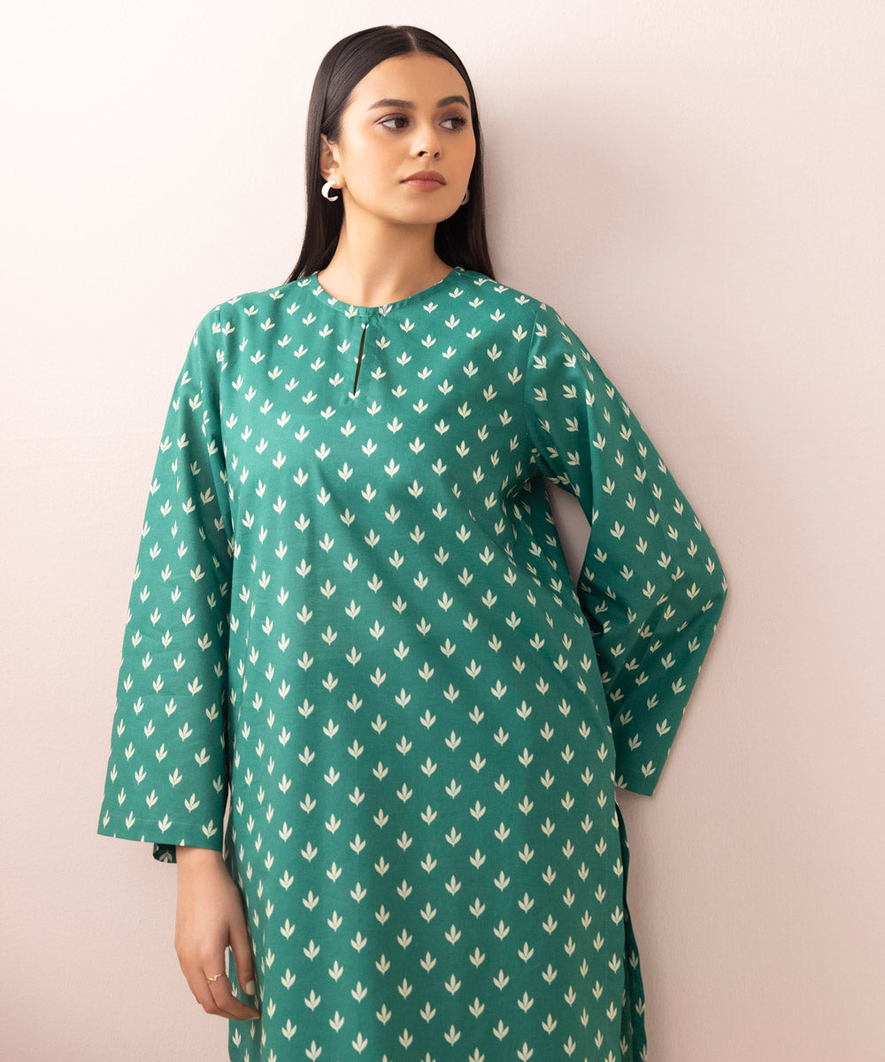 Women's Pret Lawn Green Printed Straight Shirt