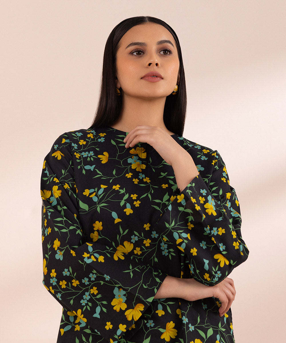 Women's Pret Lawn Black Printed A-Line Shirt