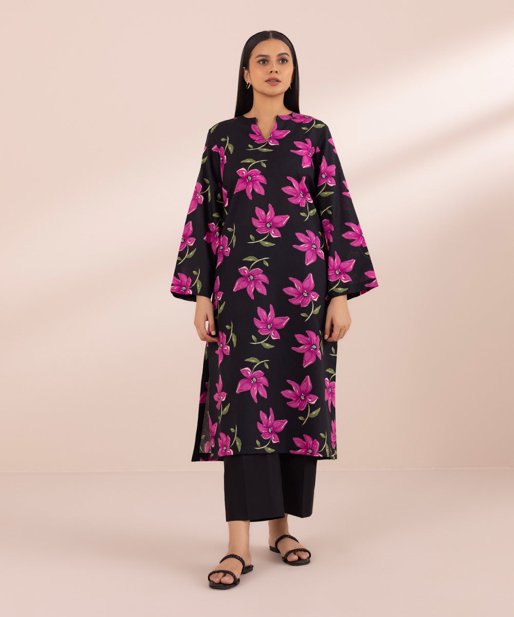 Women's Pret Lawn Black Printed Straight Shirt