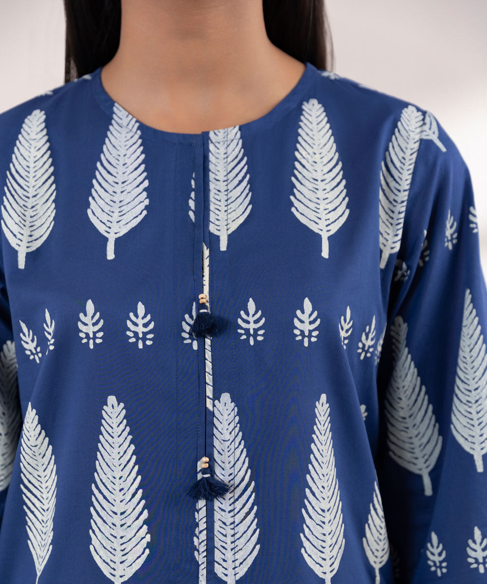 Women's Pret Lawn Printed Blue Straight Shirt