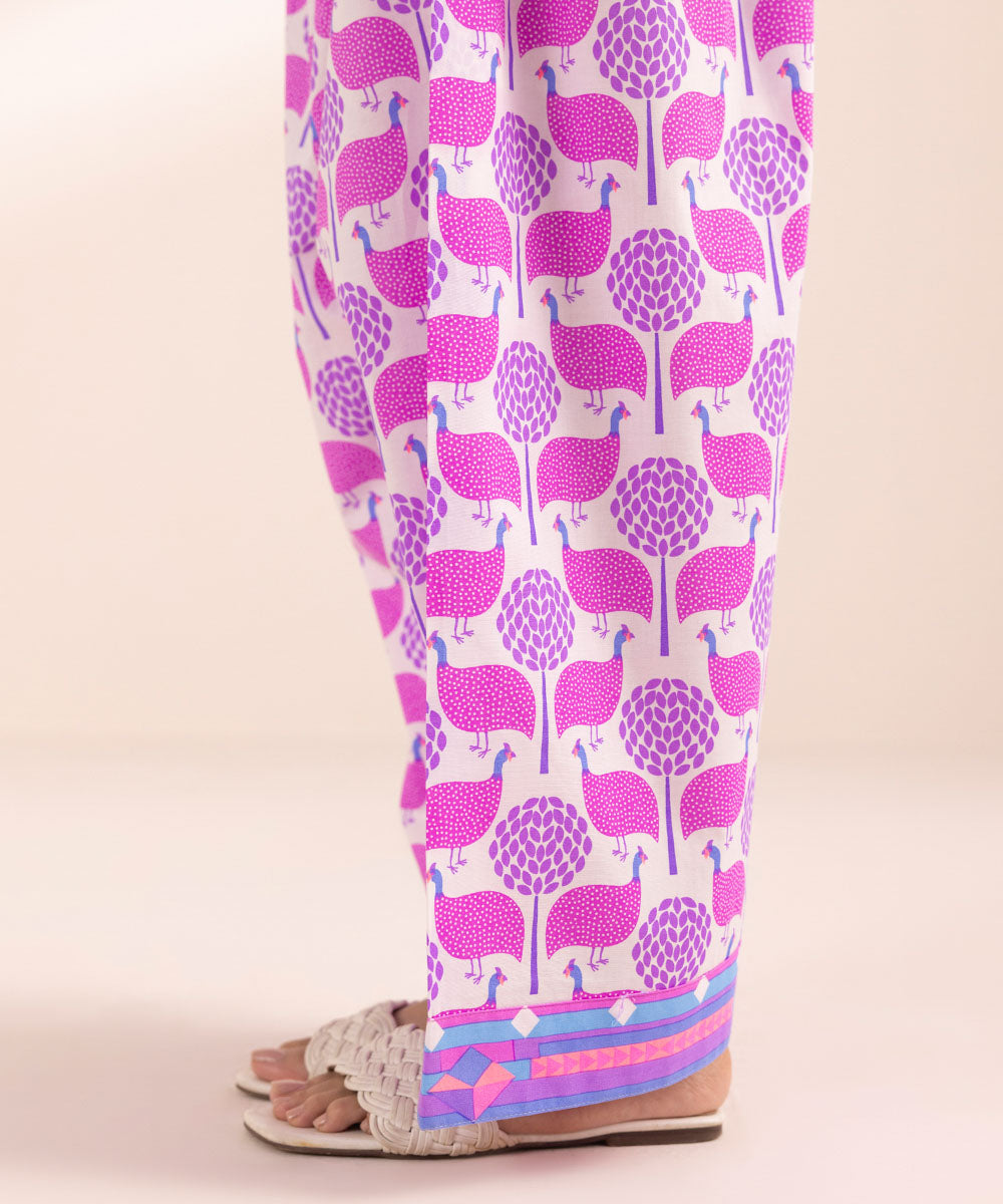 Women's Pret Cambric Purple Printed Shalwar