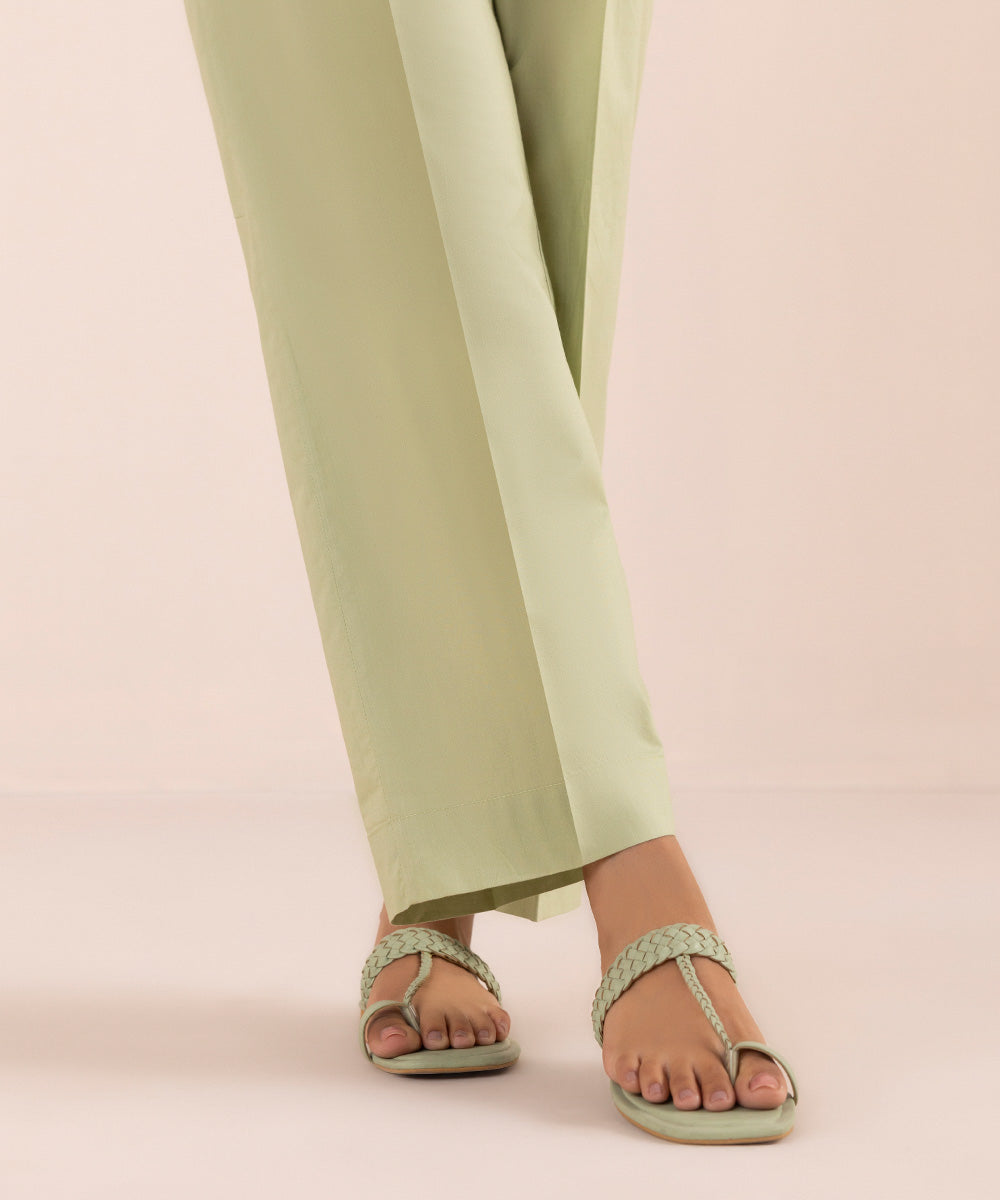 Women's Pret Cambric Green Dyed Straight Pants