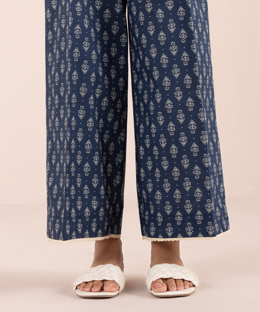 Women's Pret Cambric Blue Printed Culottes