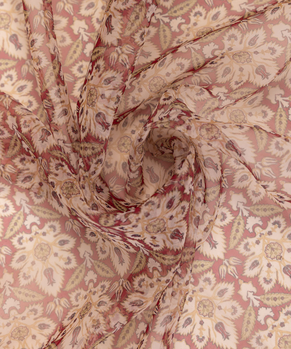 Blended Organza Brown Printed Dupatta