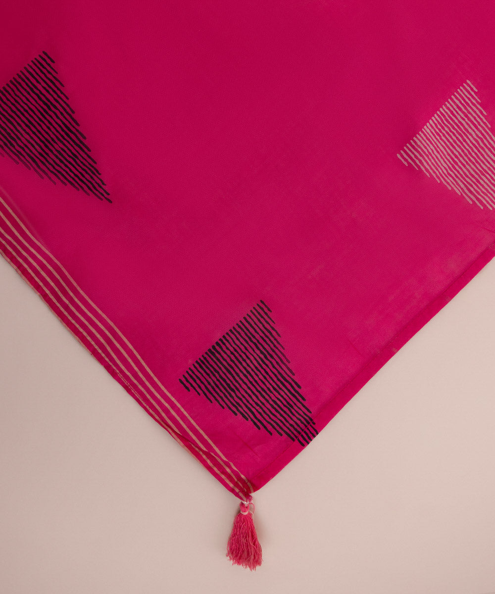 Fine Voile Pink Printed Dupatta