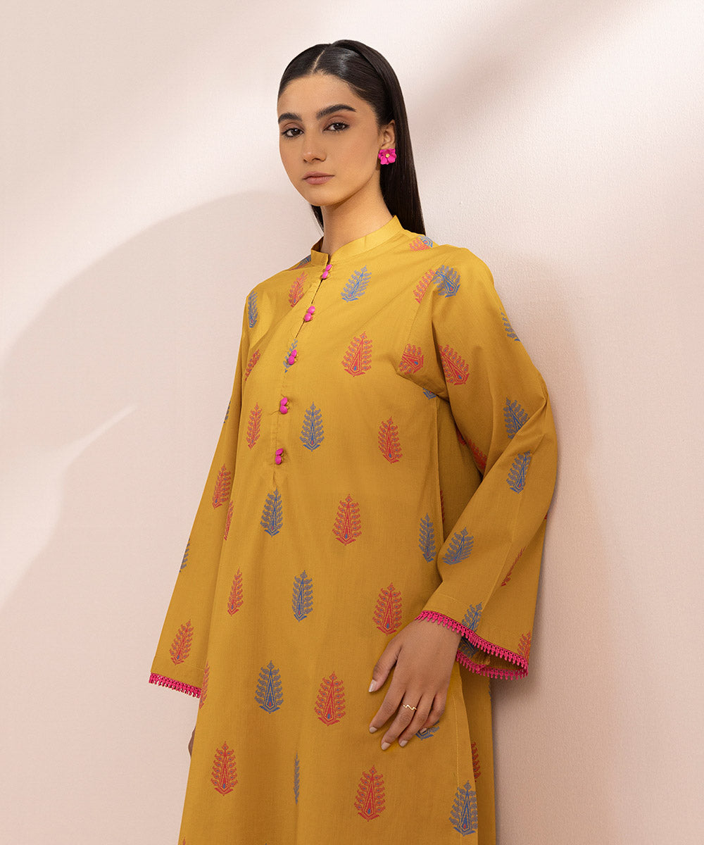 Women's Pret Lawn Yellow Printed Straight Shirt