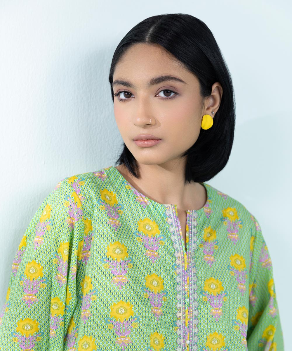 Women's Pret Lawn Embroidered Lime A-Line Shirt