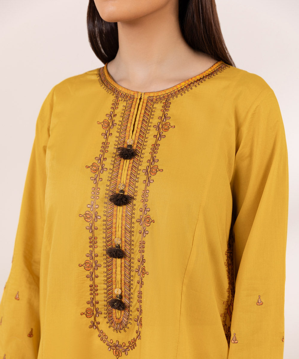 Women's Pret Lawn Embroidered Yellow A-Line Shirt