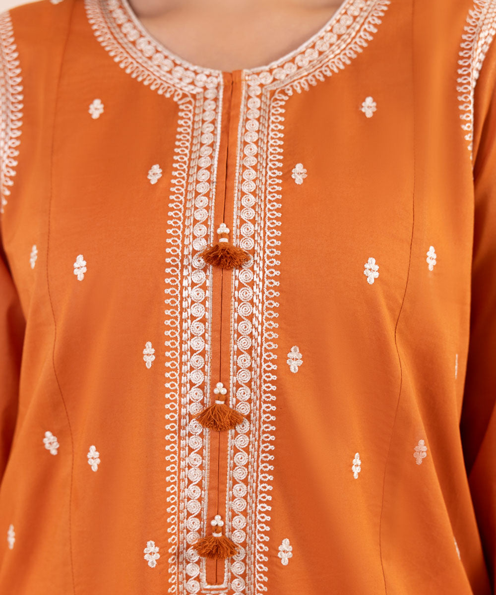 Women's Pret Lawn Embroidered Burnt Orange A-Line Shirt