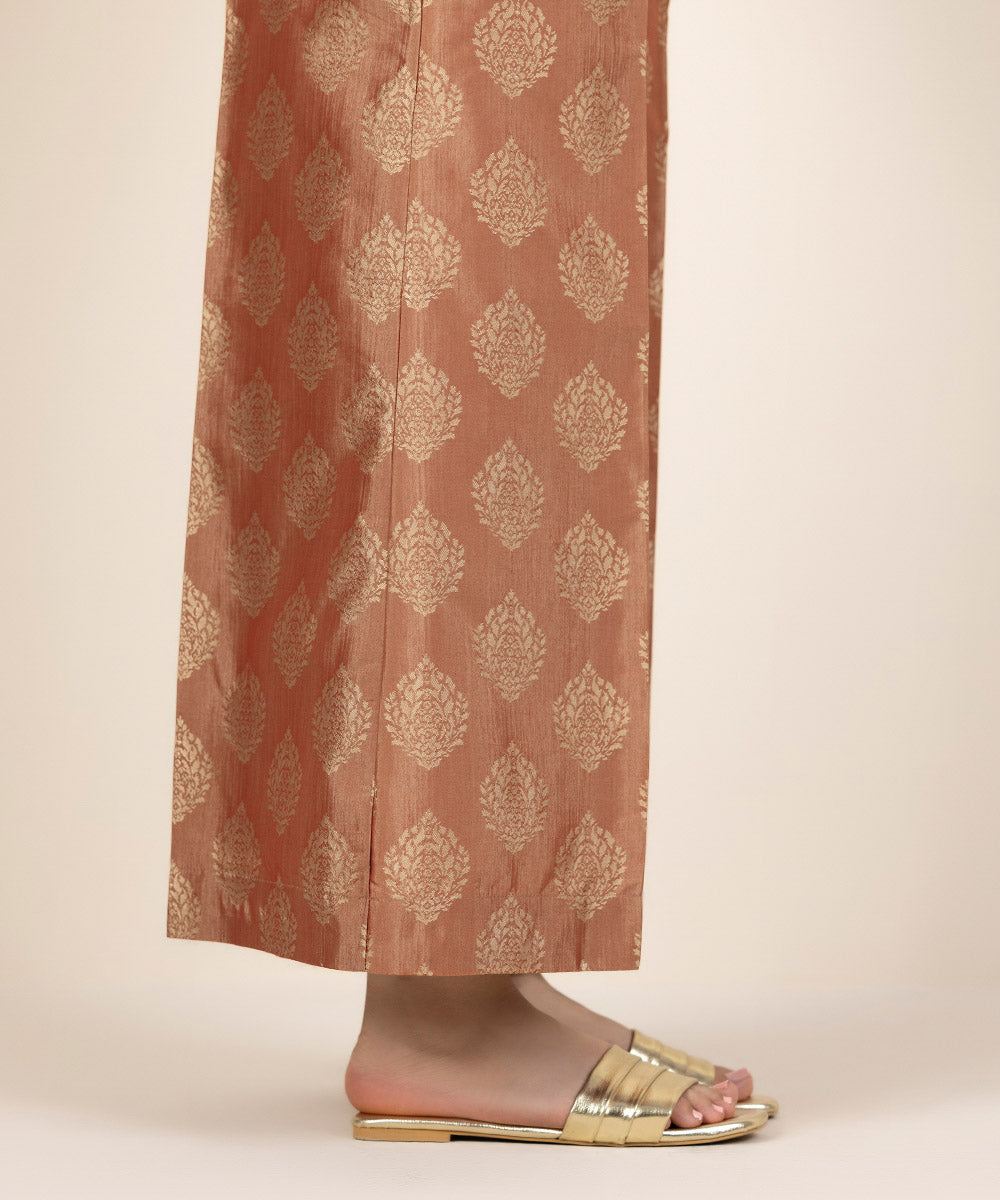 Women's Pret Fancy Jacquard Dyed Brown Sharara