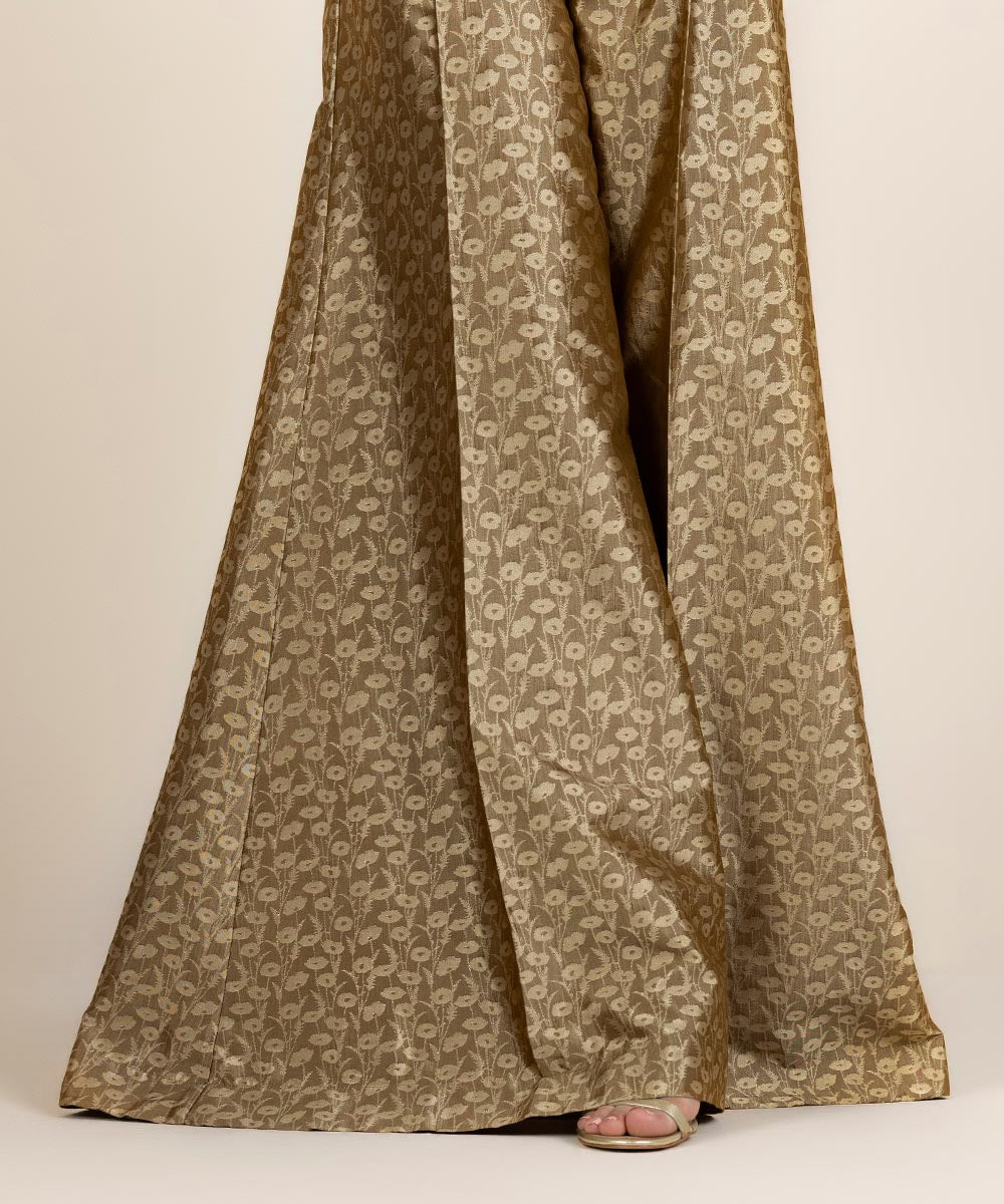 Women's Pret Fancy Jacquard Dyed Brown Sharara