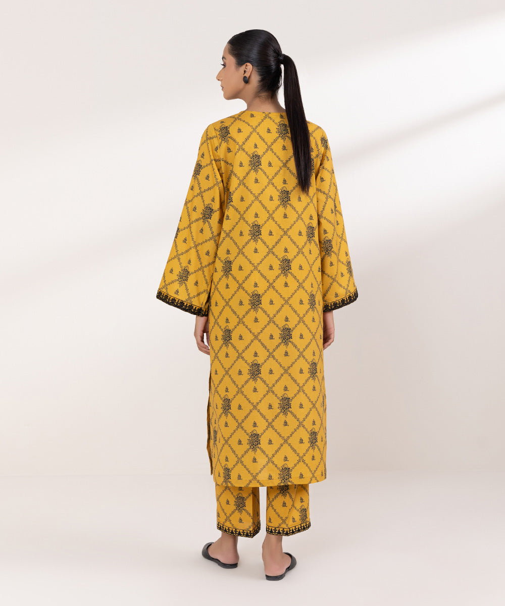 Women's Pret Cambric Embroidered Yellow A-Line Shirt