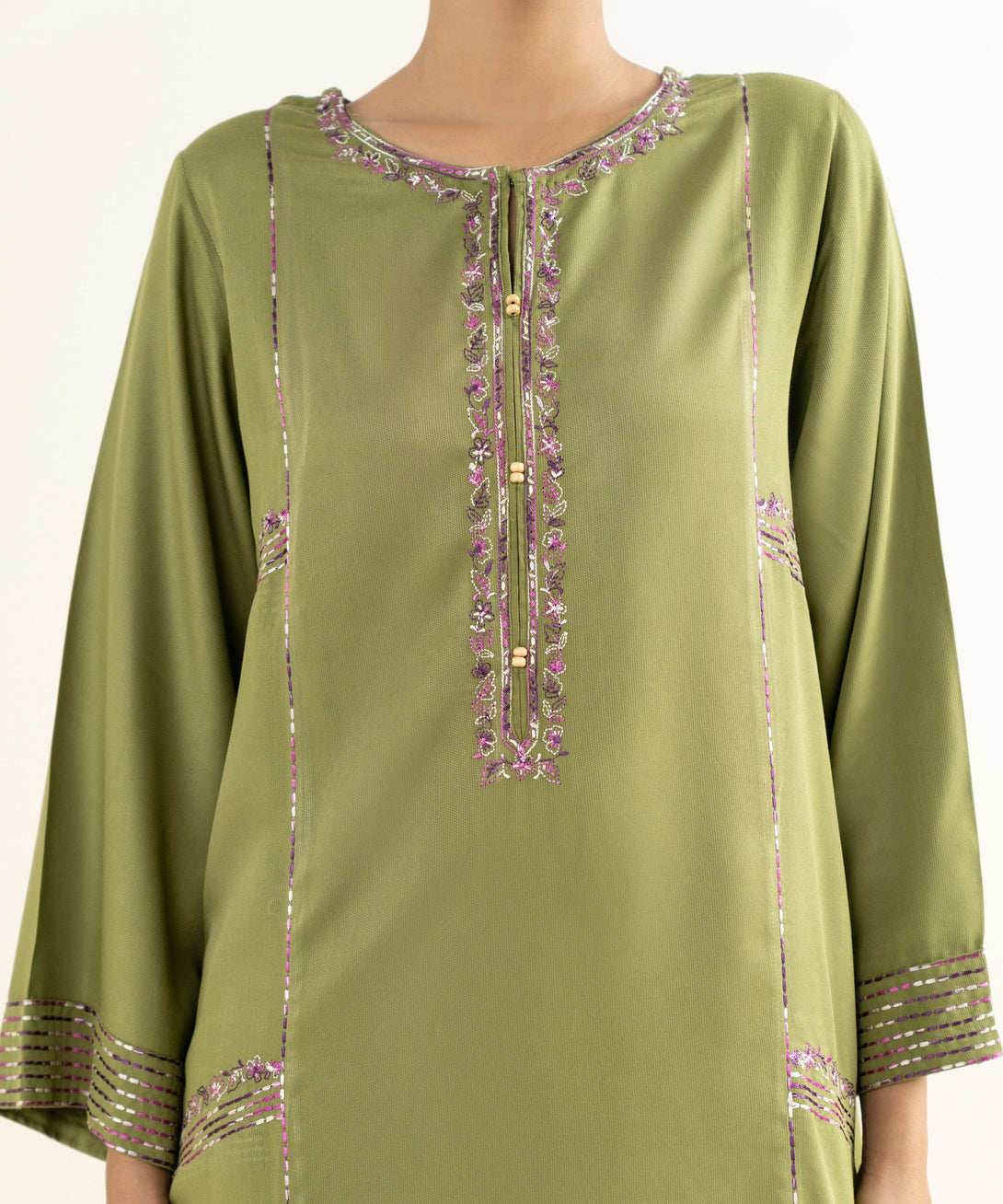 Women's RTW Bedford  Embroidered Green A-Line 2 Piece Suit