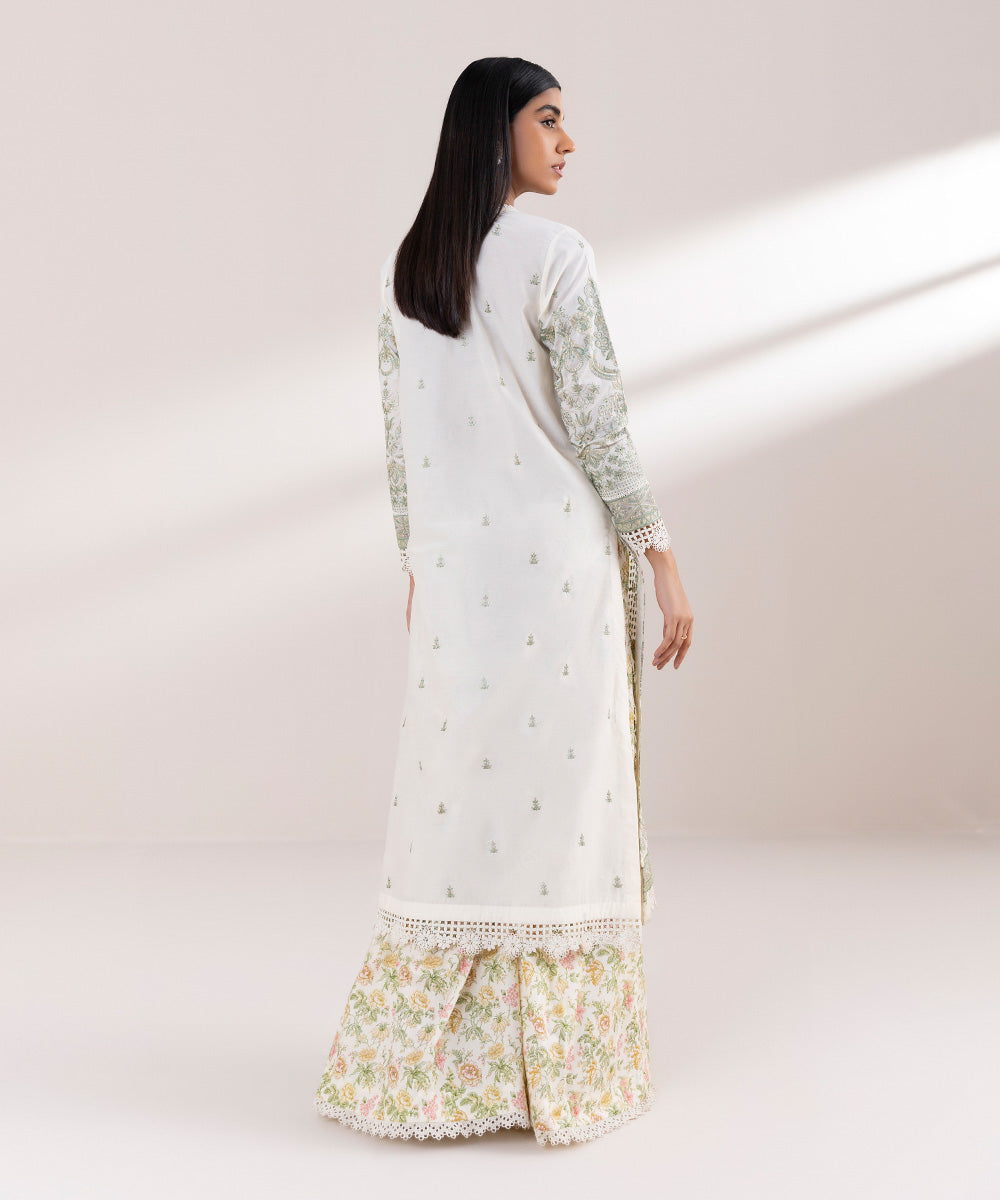 Women's Pret Lawn Embroidered Off White A-Line Shirt