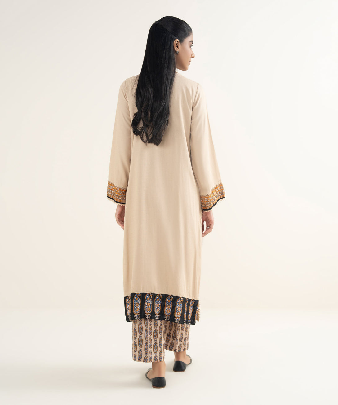 Women's RTW Textured Viscose Solid Beige A-Line Shirt