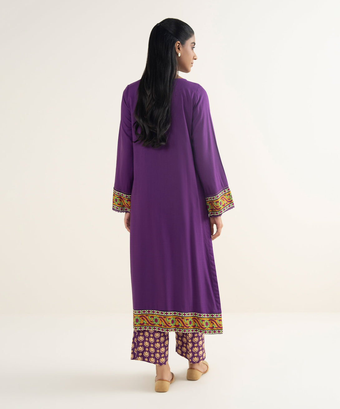 Women's RTW Textured Viscose Solid Purple Straight Shirt