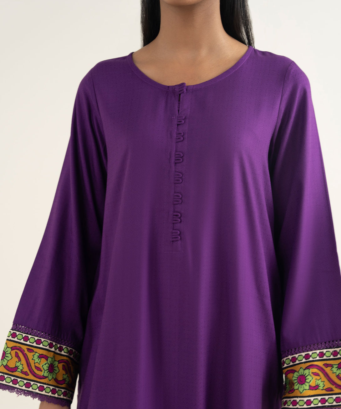 Women's RTW Textured Viscose Solid Purple Straight Shirt