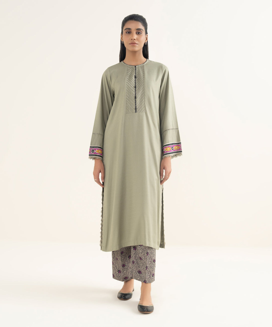 Women's RTW Textured Viscose Solid Grey Straight Shirt