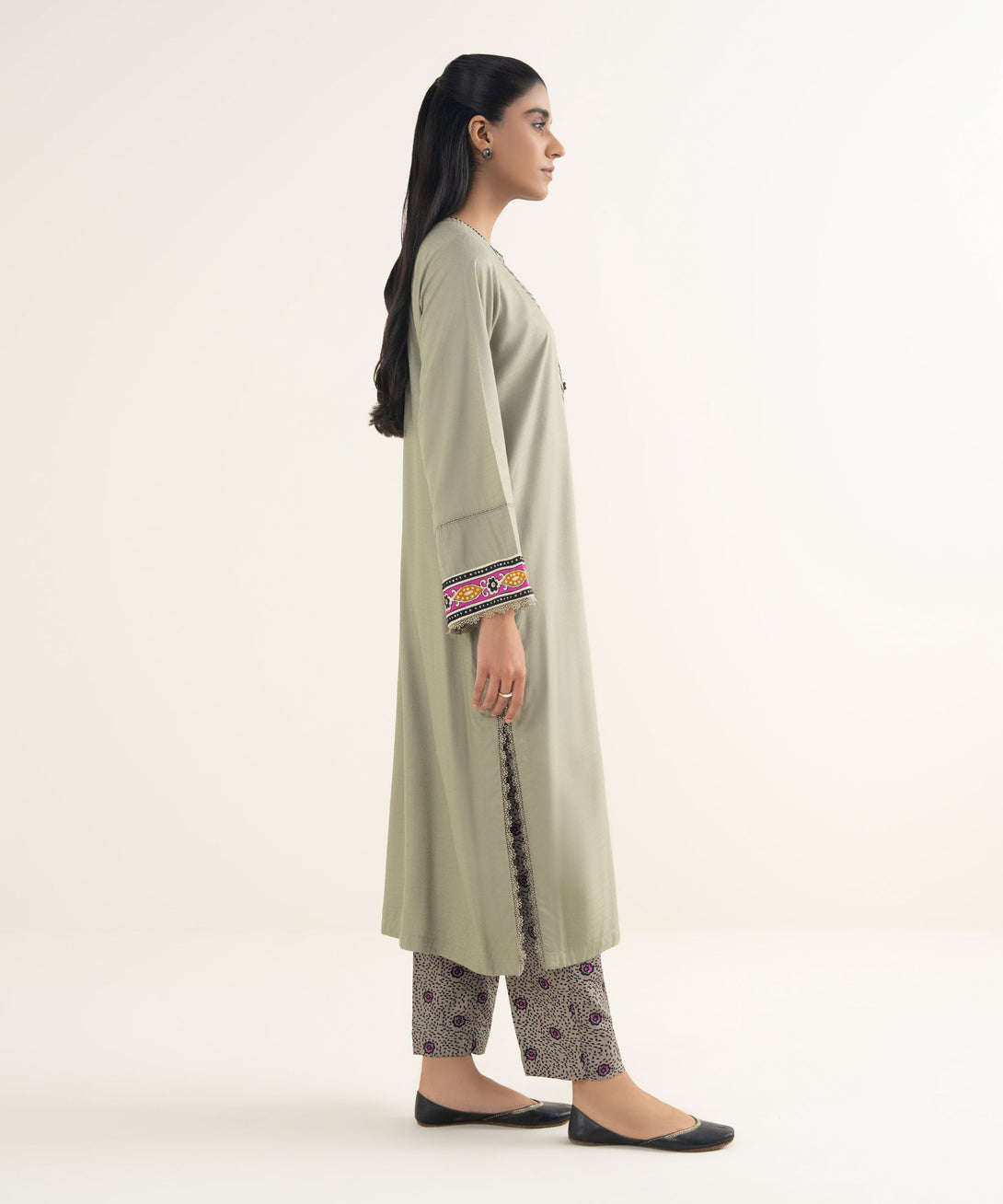 Women's RTW Textured Viscose Solid Grey Straight Shirt