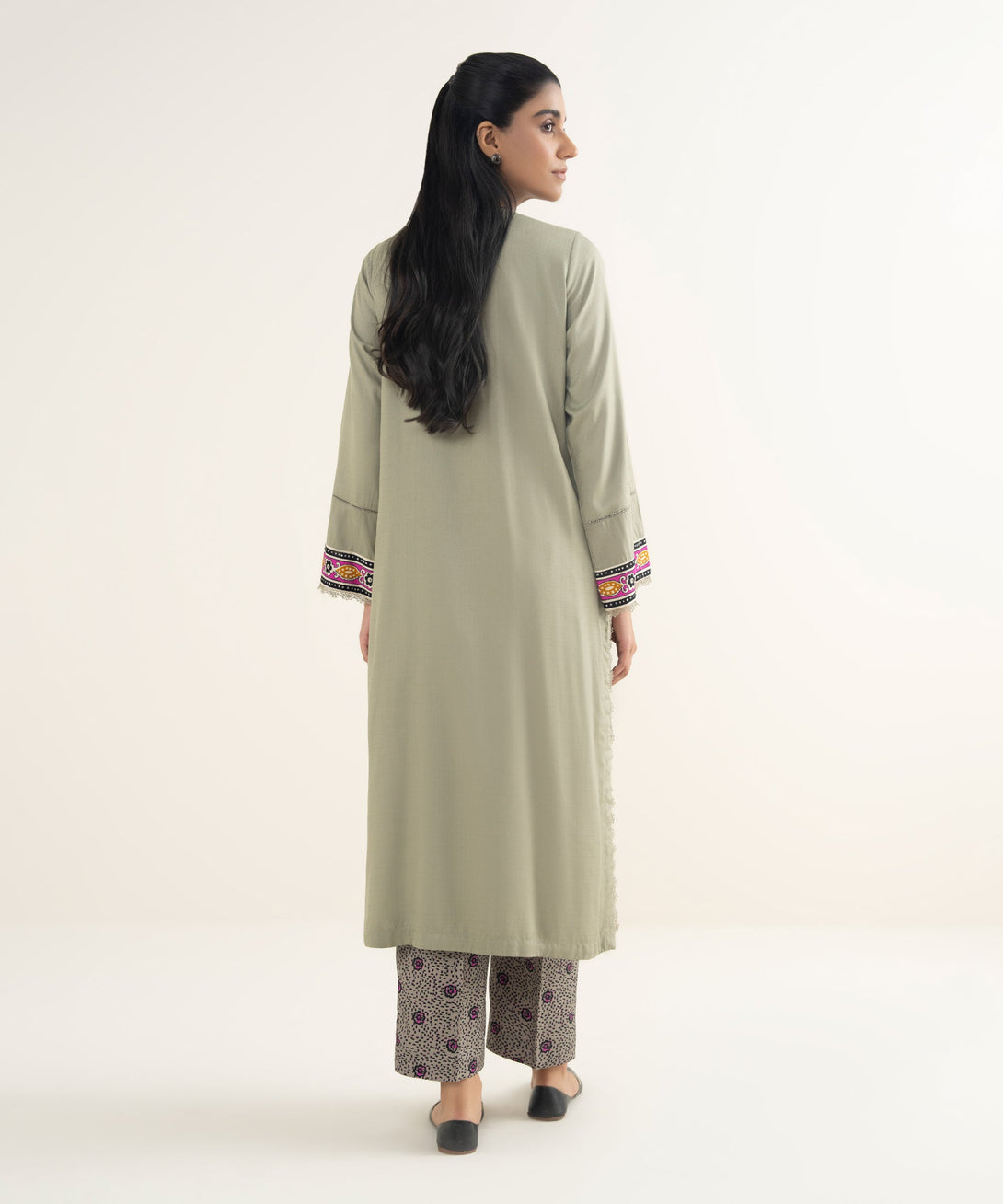 Women's RTW Textured Viscose Solid Grey Straight Shirt