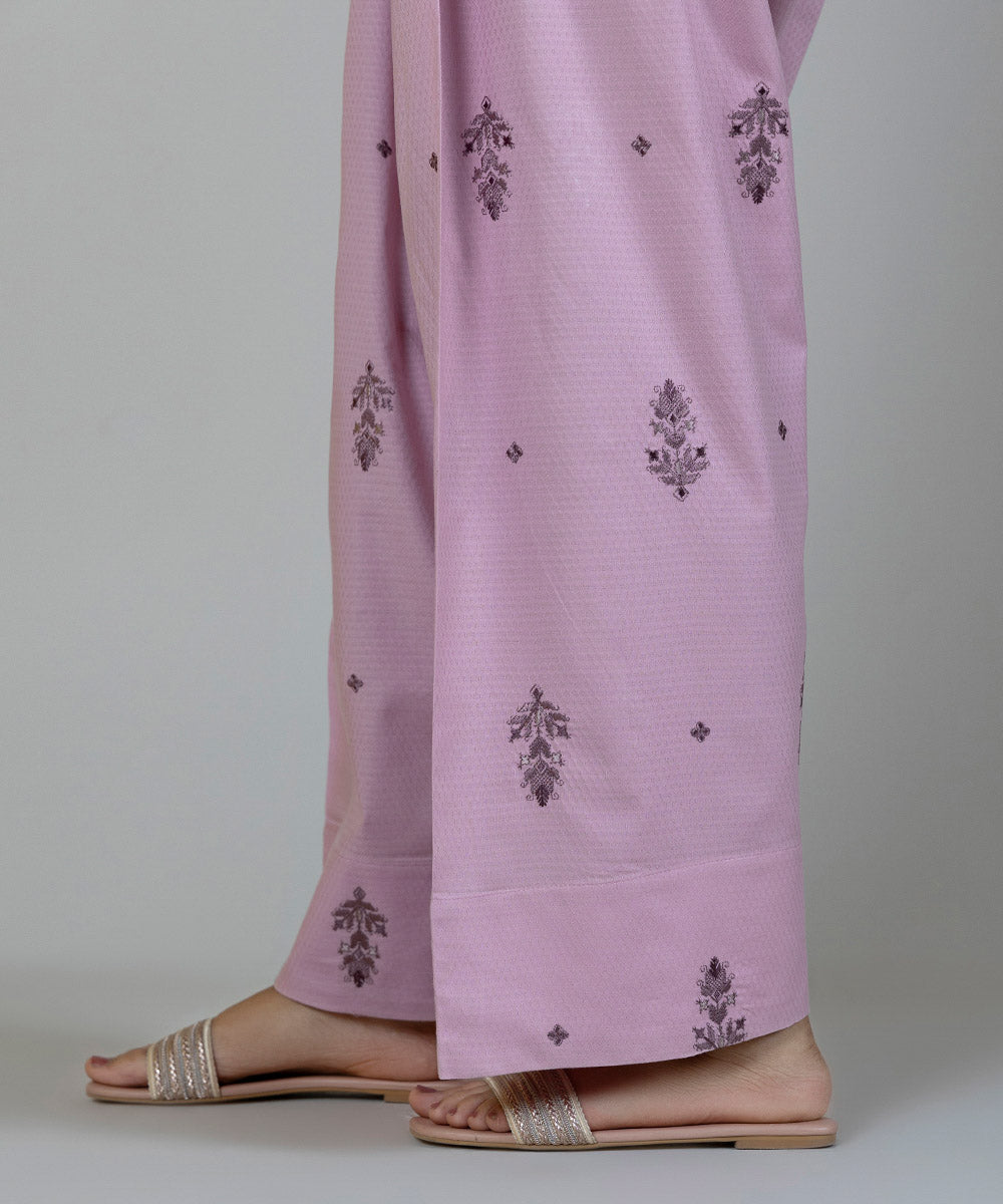 Women's Pret Dobby Embroidered Pink Shalwar