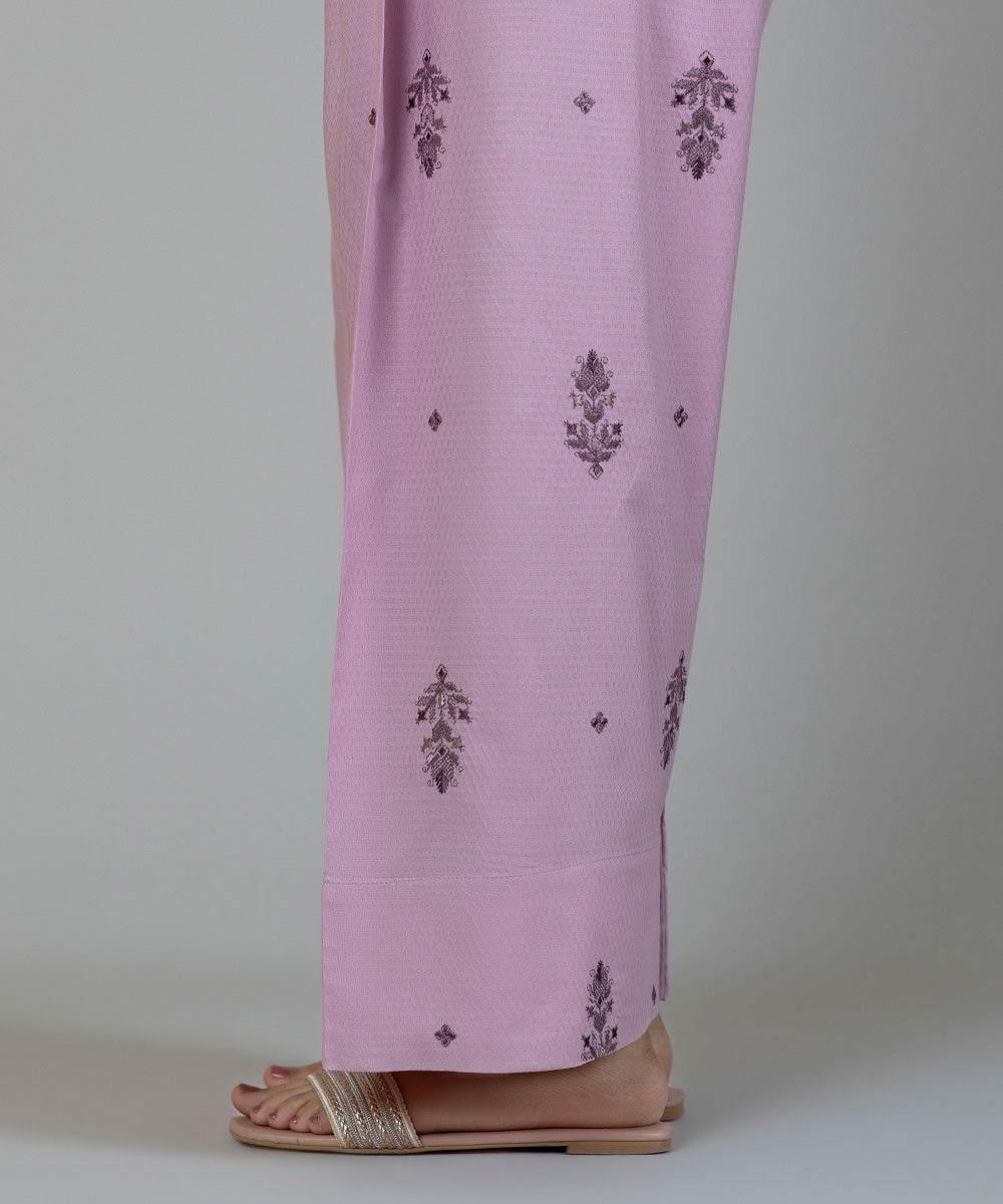 Women's Pret Dobby Embroidered Pink Shalwar