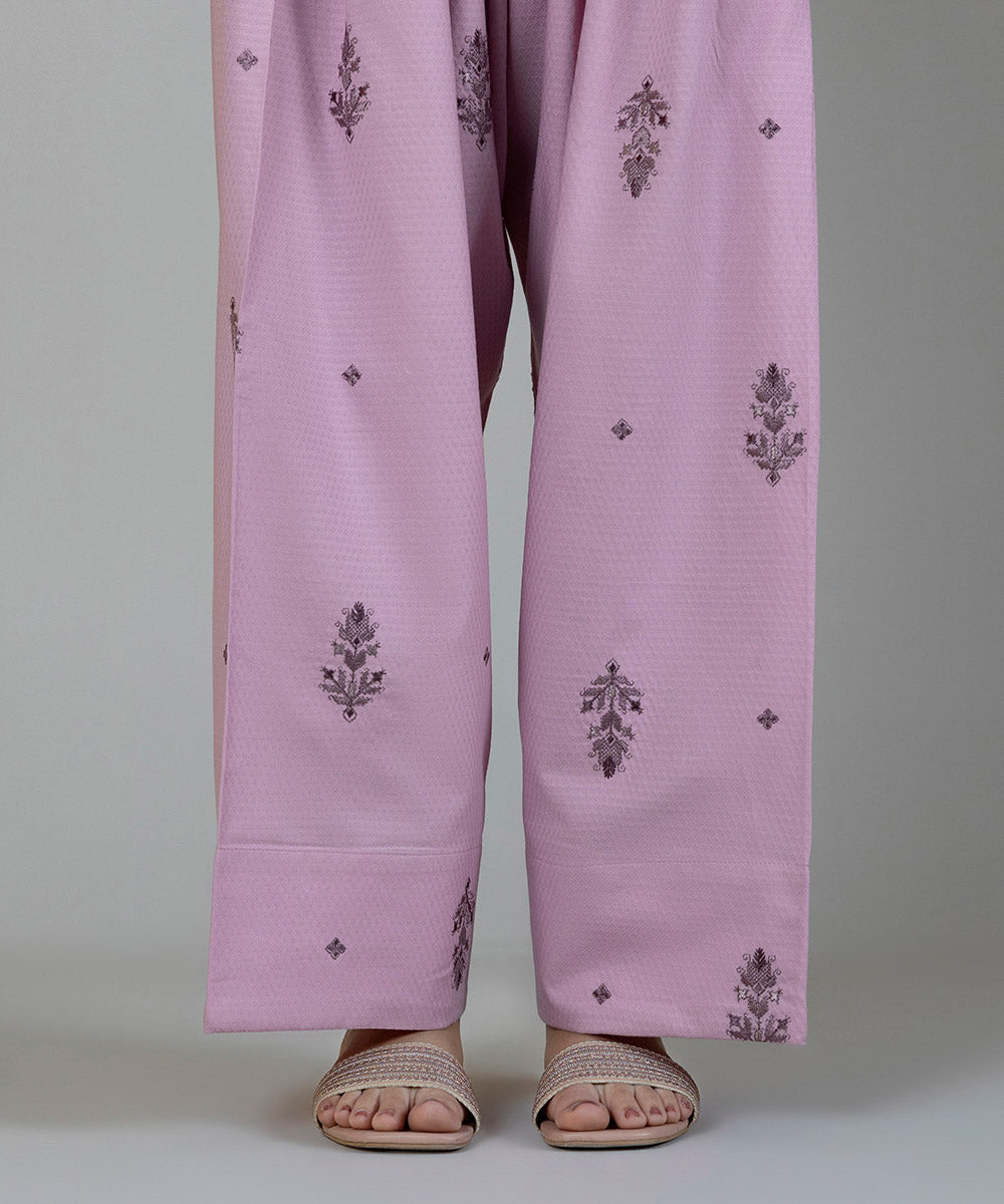 Women's Pret Dobby Embroidered Pink Shalwar