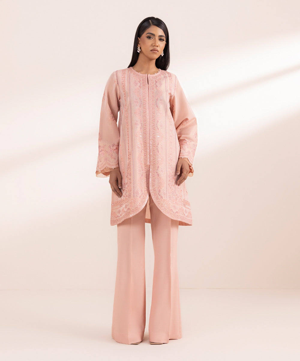 Women's Pret Masoori Embroidered Pink 2 Piece Suit