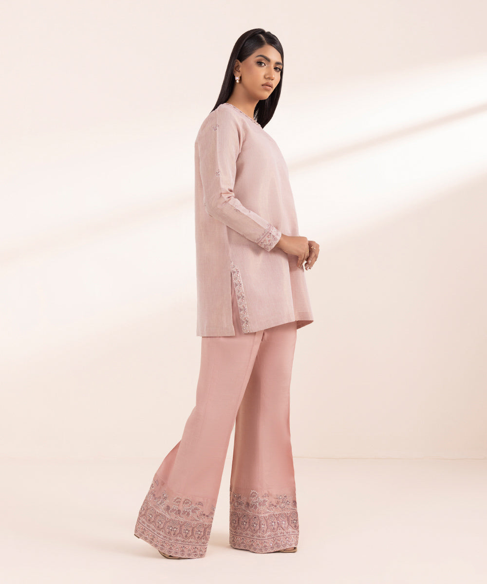 Women's Pret Masoori Embroidered Pink 2 Piece Suit