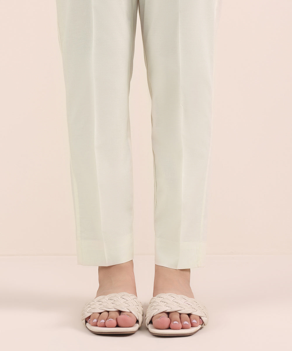 Women's Pret Cambric Off White Dyed Cigarette Pants