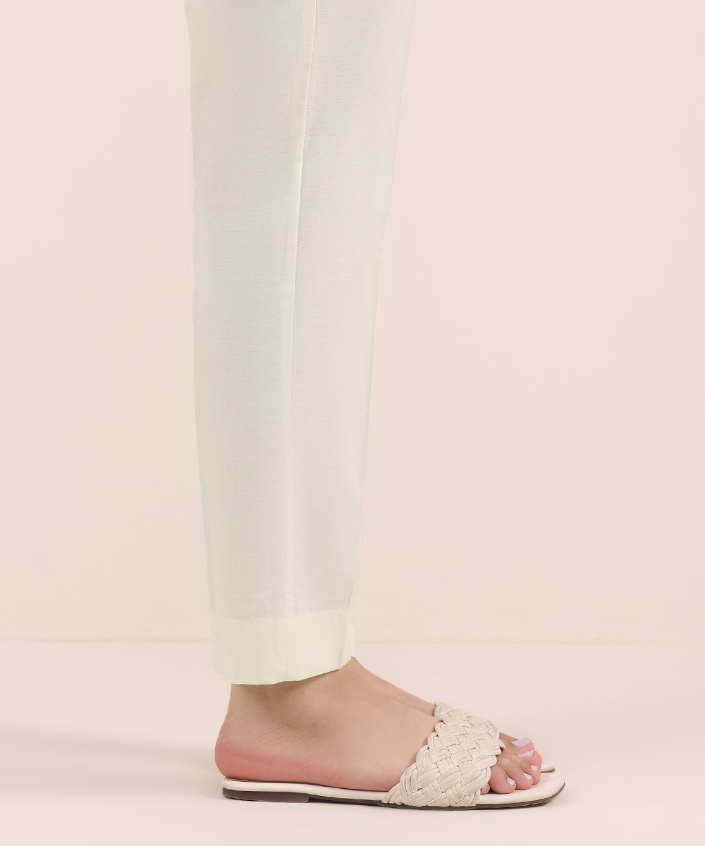 Women's Pret Cambric Off White Dyed Cigarette Pants