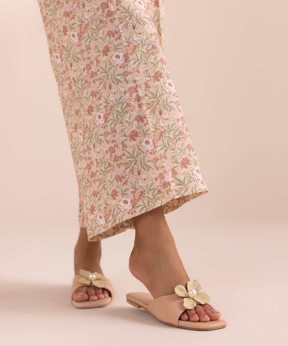 Women's Pret Seersucker Pink Printed Culottes