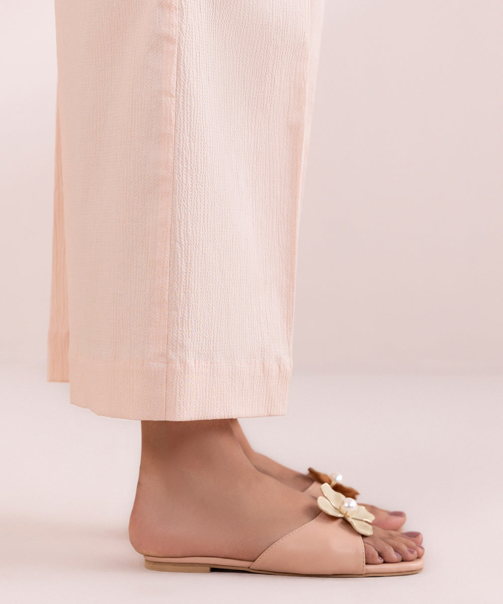 Women's Pret Seersucker Pink Solid Culottes